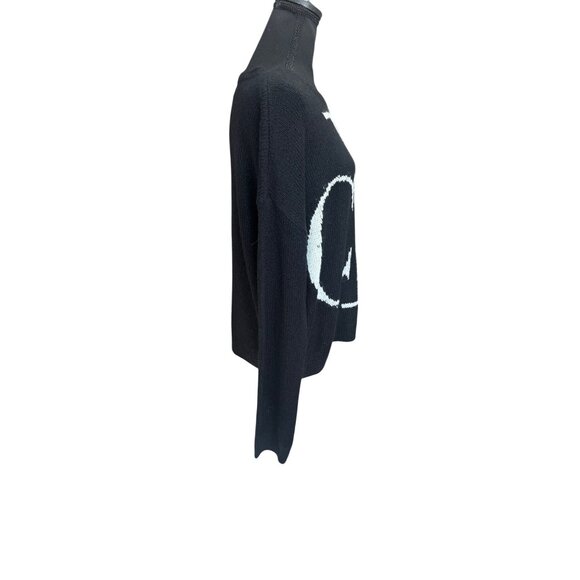 NWT Calvin Klein Jeans Womens Black White Oversized Soft Cozy Logo Sweater M Y2K - Picture 7 of 9